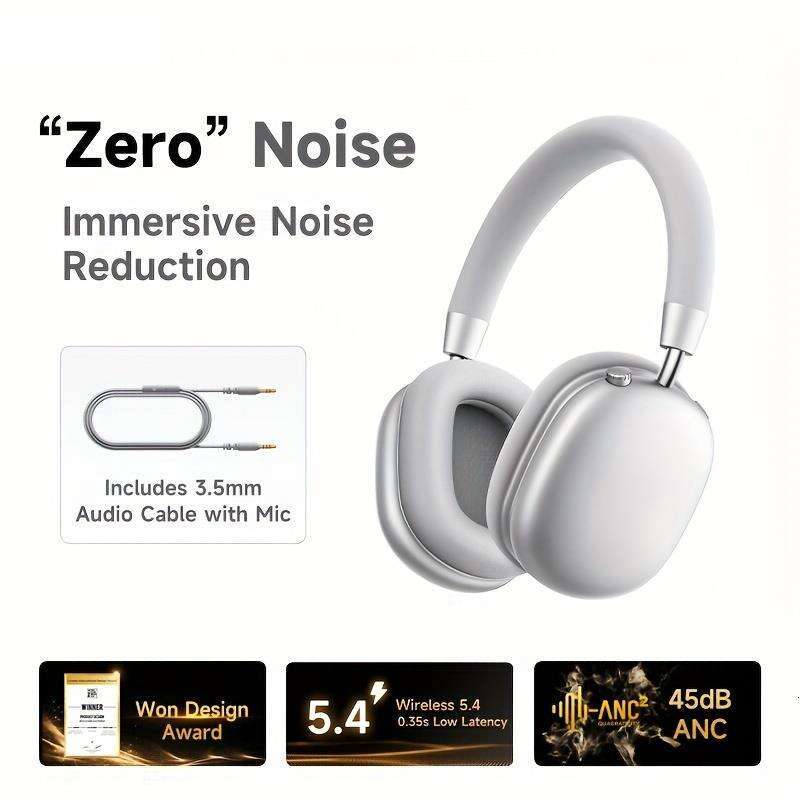 Picun F5 ANC Headphones 45Db Noise Cancellation, Wireless 5.4 Low-Latency, Spatial Audio, Hybrid Anc/Passive Mode, -C/, Compatible With Pc Xingkaishen