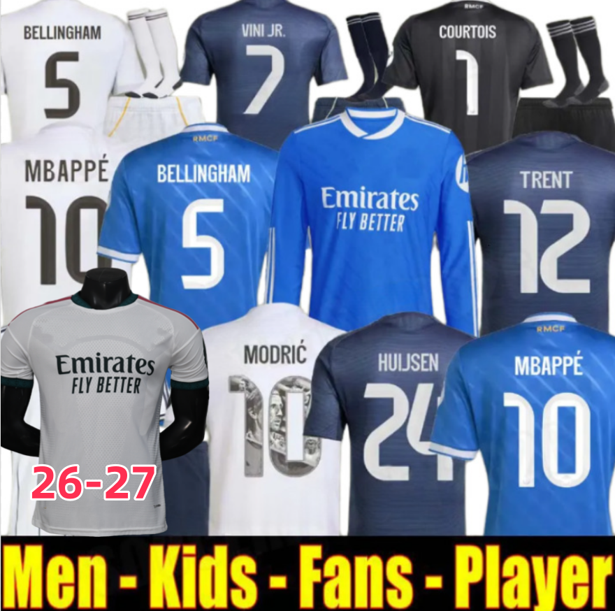 Mastantuono TRENT 25 26 fans player MBAPPE BELLINGHAM football shirts VINI JR MODRIC CAMAVINGA men kids kit sets 2026 soccer jersey women Pack Shirt White jerseys