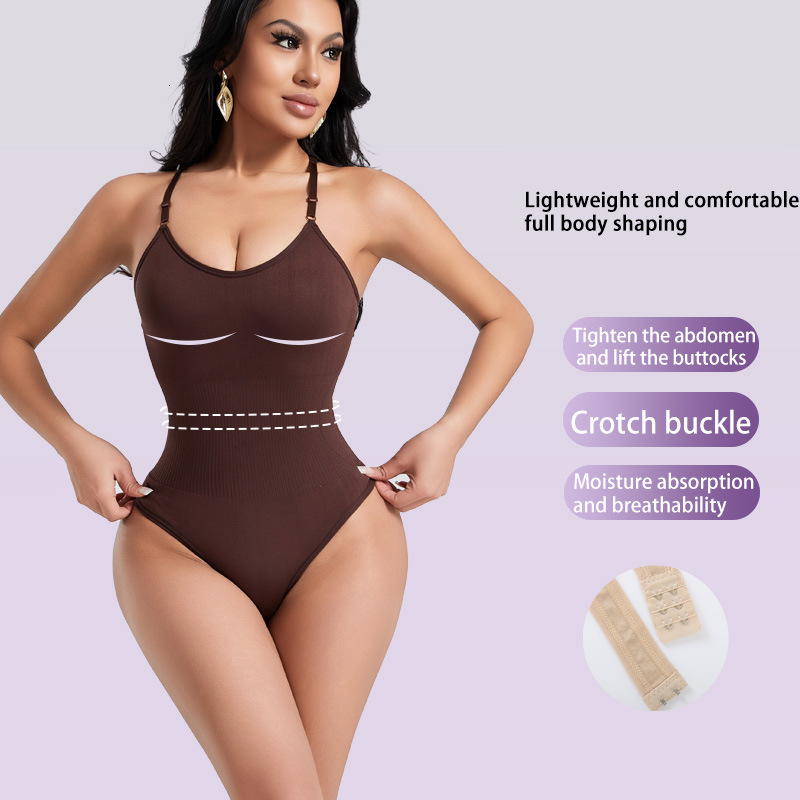 Chic Seamless Shapewear Sculpting Bodysuit Sculpting Bodysuit Postpartum Waist Trainer Bodysuit European American Body Shaping Vest Style Back Strap T