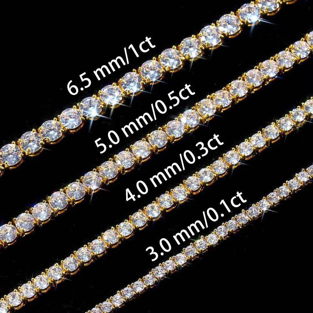 Hip Hop Moissanite Fine Jewelry Tennis Choker Necklace Silver Plated Diamond Tennis Chain Necklace Unisex Moissanite Necklace