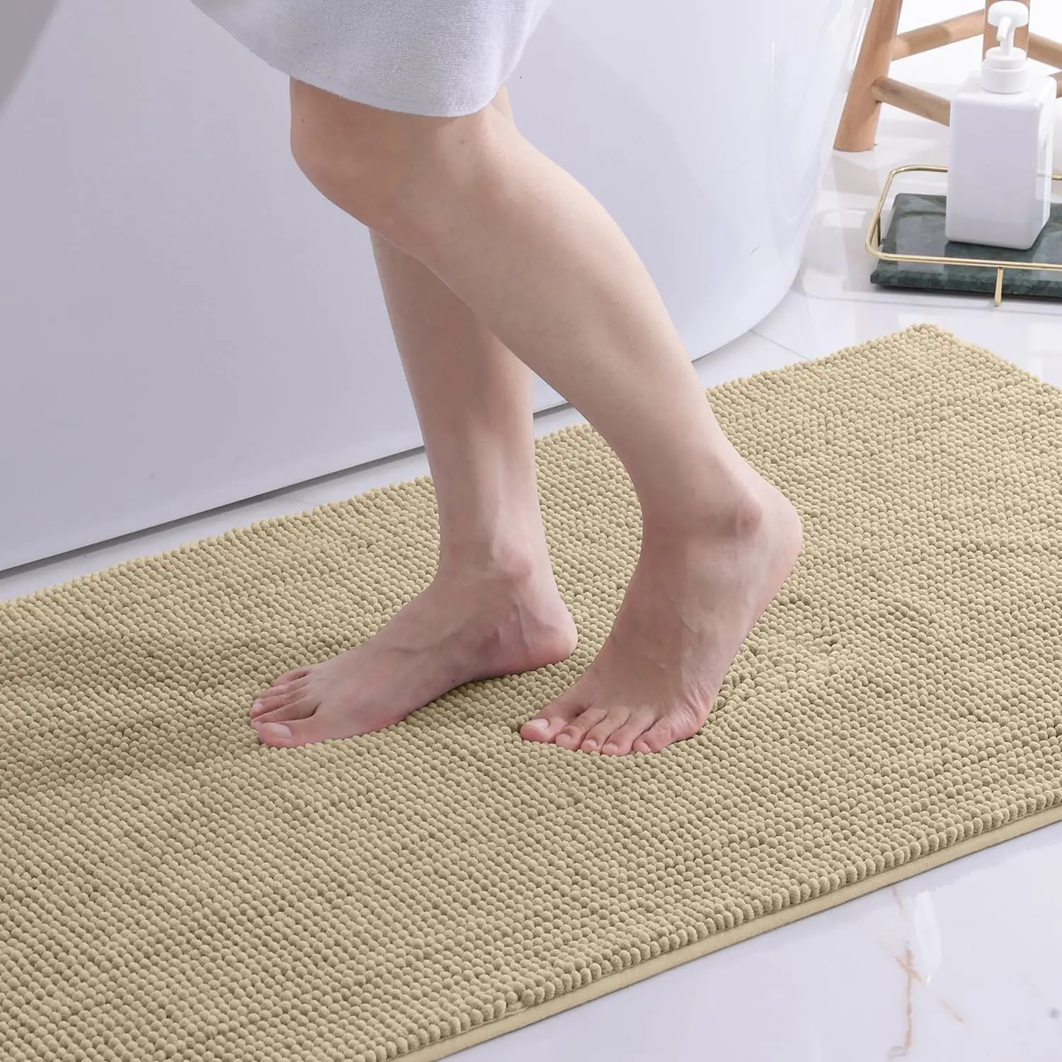 Homaxy Chenille Plain Shorthair Melt Adhesive Material Mat Indoor Non Slip Bathroom Mat Dirt Absorbent Mat Absorbs Water 260112 - view 4