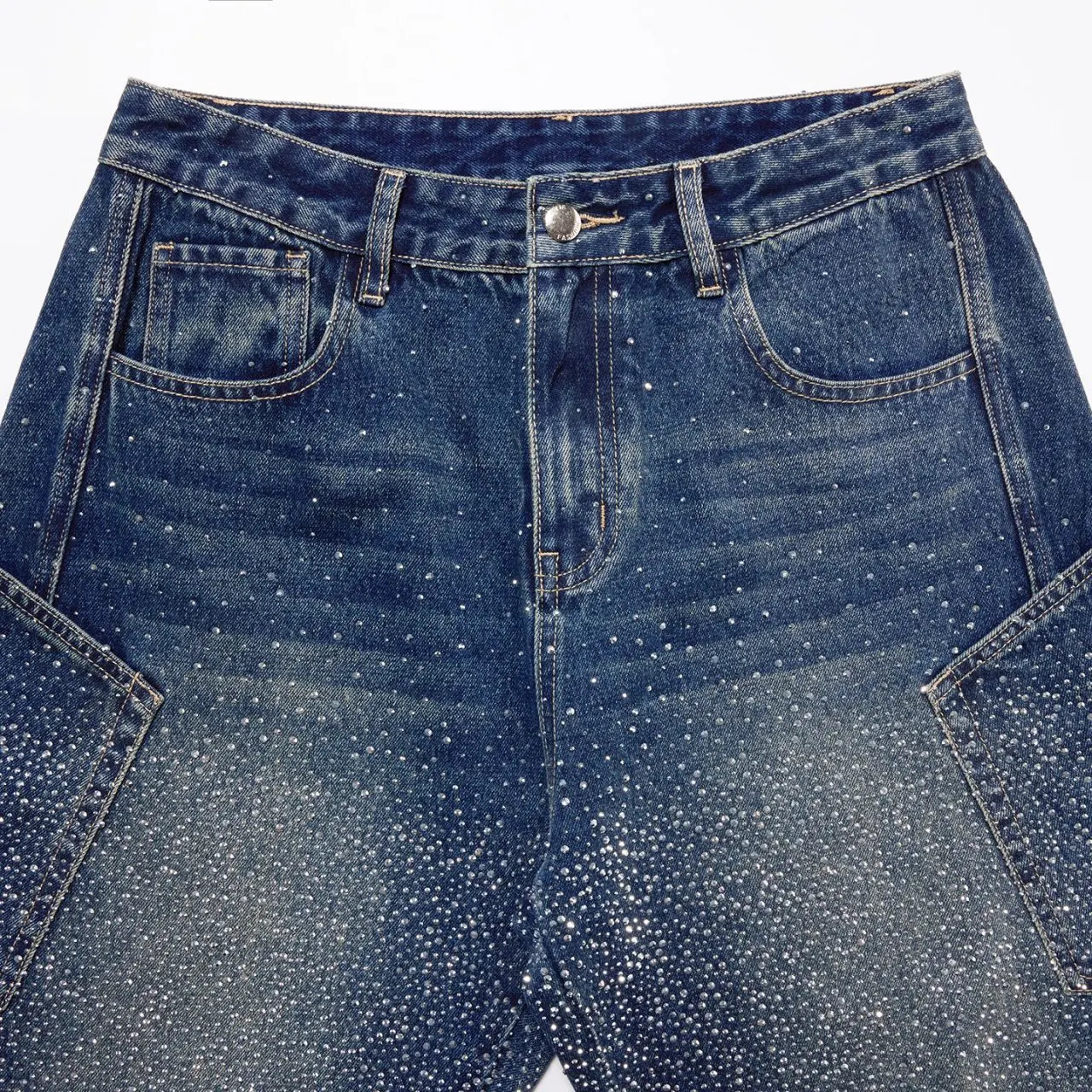 Diamond Wide Leg Jeans Men Women Streetwear Fashion Hip Hop Loose Casual Denim Cargo Pants Baggy Jeans Trousers 260109