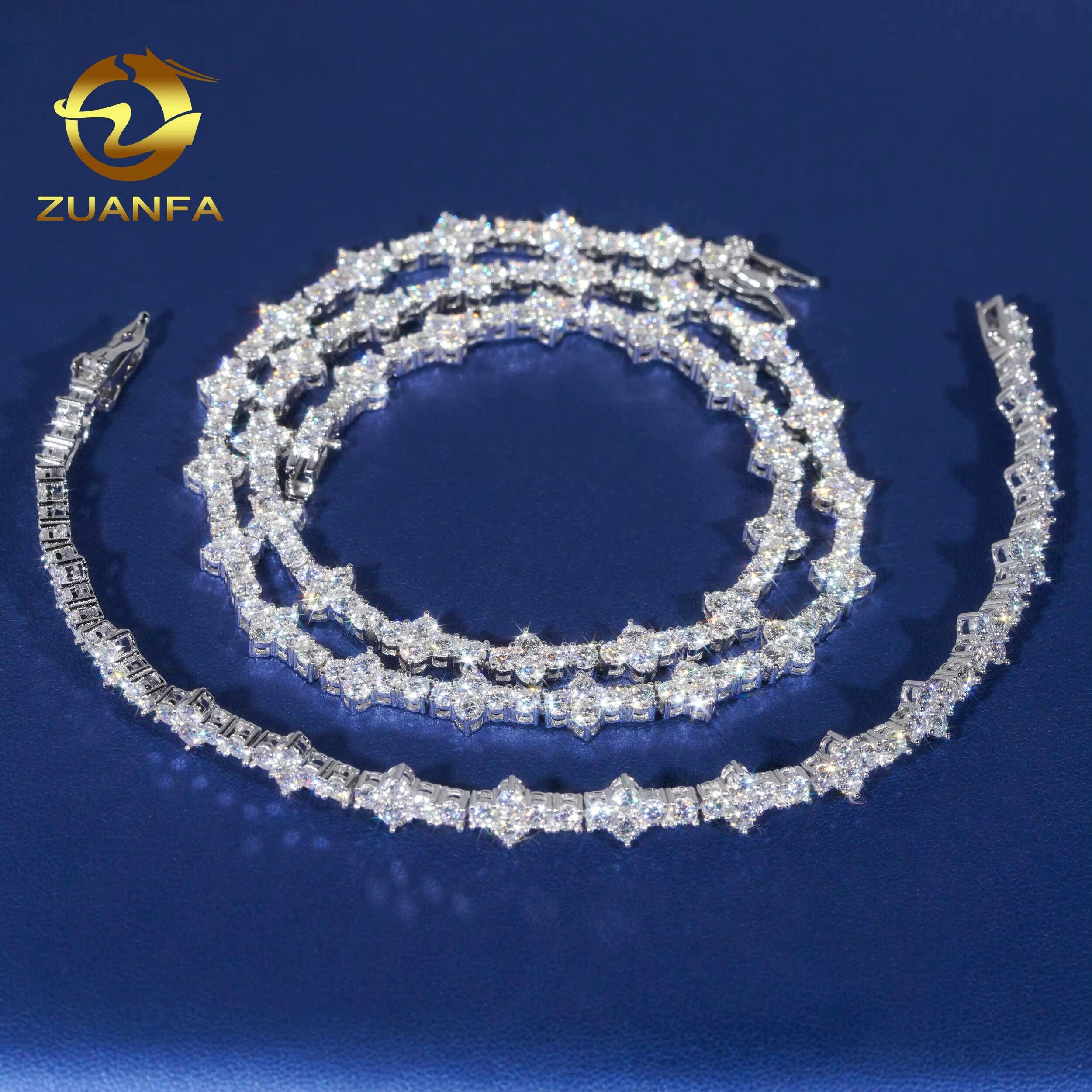 Cross Moissanite Bracelet 925 Sterling Silver VVS Moissanite Diamond Iced Out Tennis Cuban Chain Necklace Wholesale Fine Jewelry