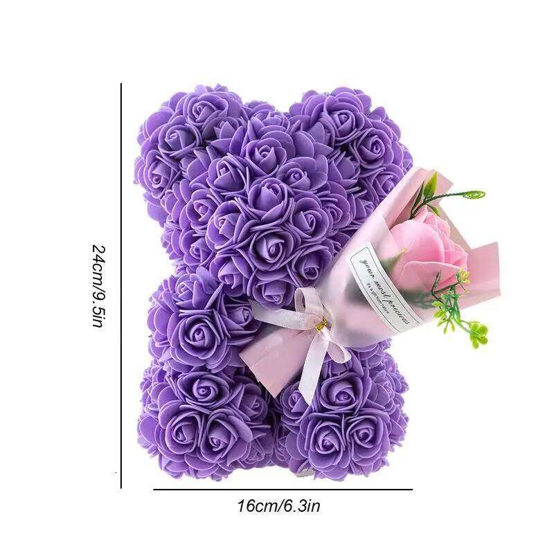 Rose With Clear Box Artificial Flower Bear For Girl Gift Valentine Birthday Decoration Bouquet colors and styles random W260114