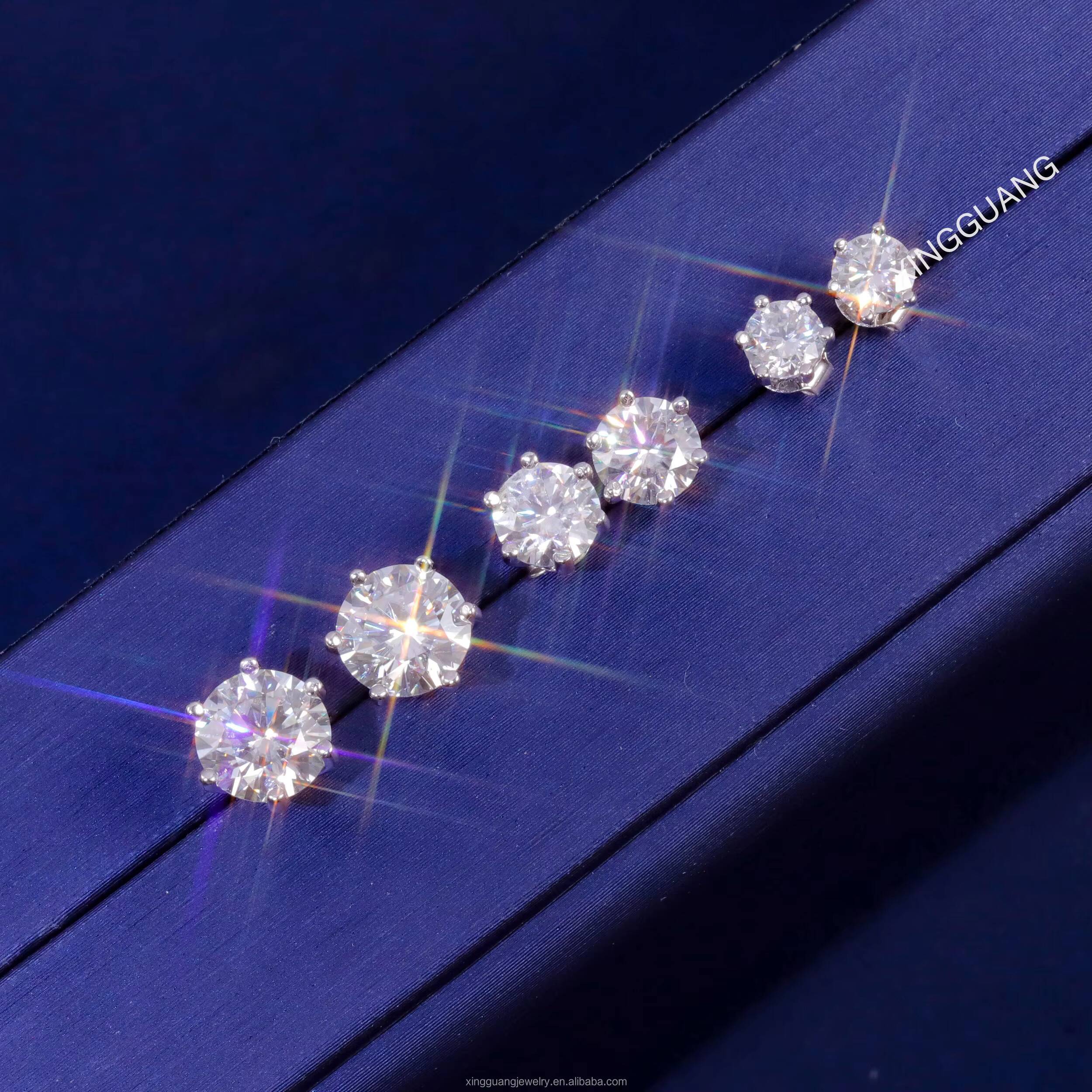 5mm-8mm Classic Mossanite Earrings Luxury Jewelry 925 Sterling Silver VVS Moissanite Diamond Ear Stud for Men Women