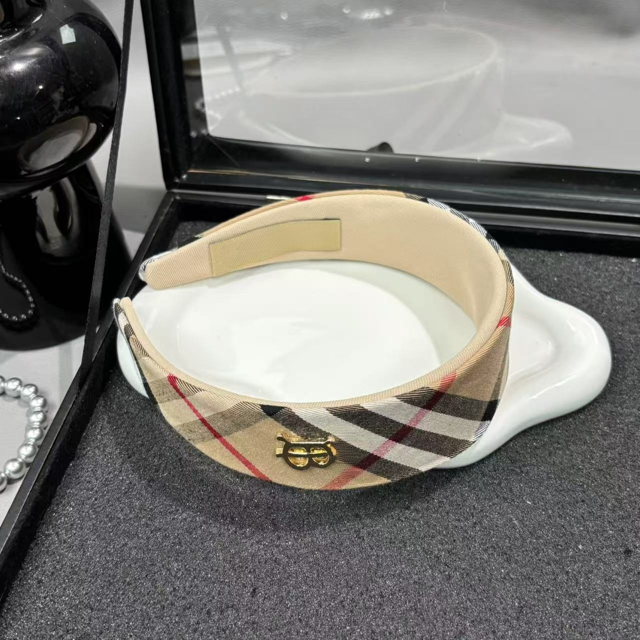 Pink Plaid Hairband For Women Girl Hair Bands Accessories Hoop Elegant Headdress Designer Jewelry Accessories Headwear