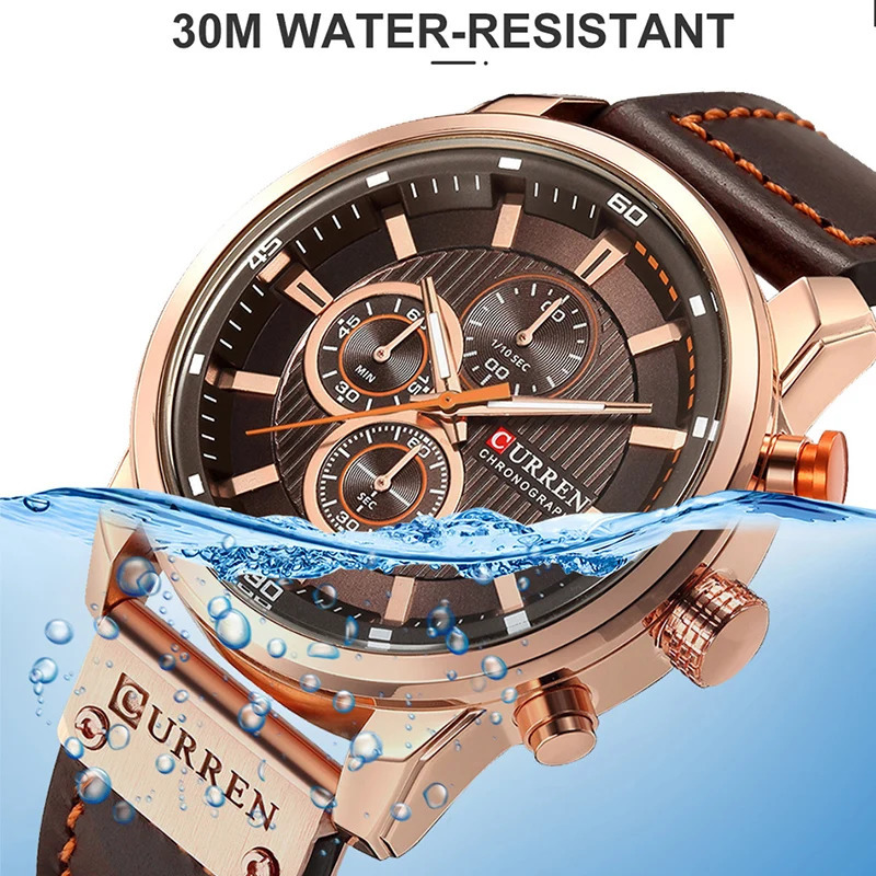 CURREN Watch Men Leather Sports Watches Mens Army Military Quartz Wristwatch Chronograph Male Clock Relogio Masculino 260114