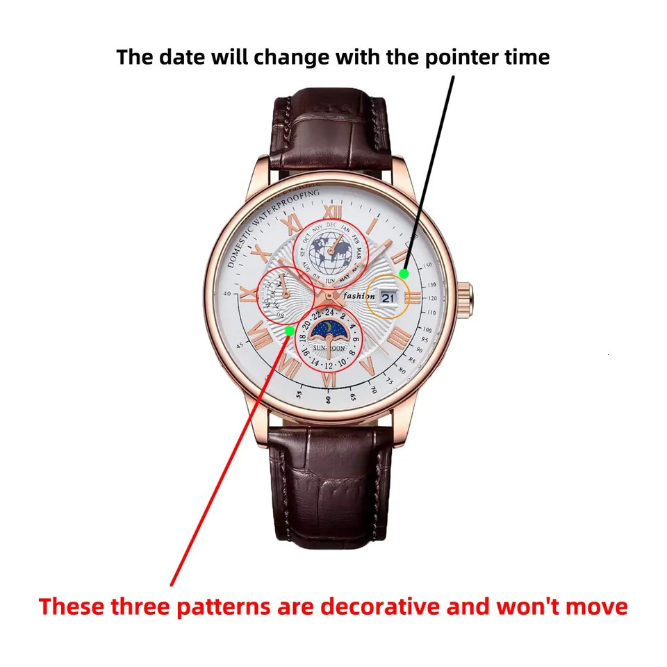Men Watch Fashion Top Sport Mens Wristwatch Waterproof Luminous Leather Date Quartz Watches Man clock 260114