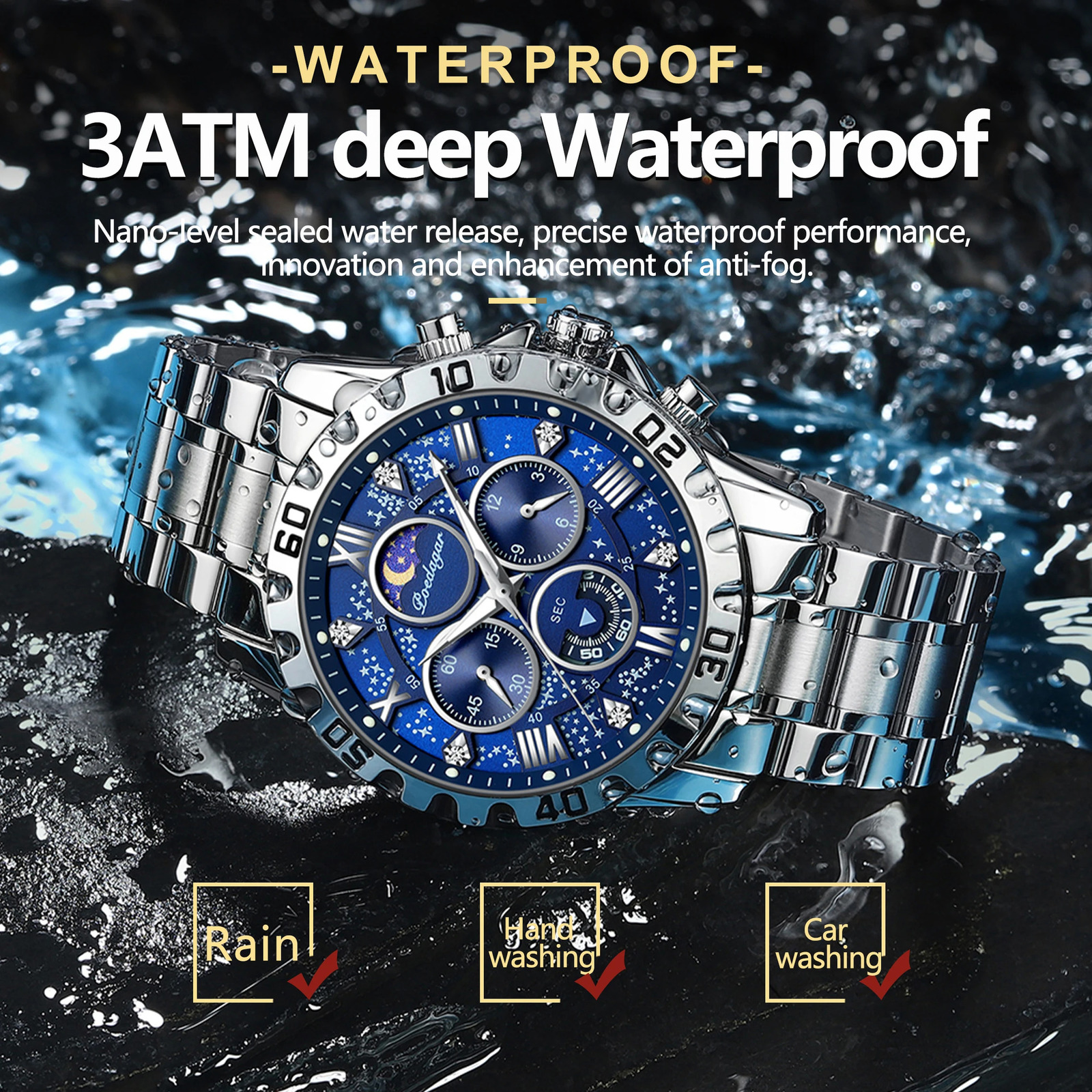 POEDAGAR Watch for Man Quartz Sports Men Watch Waterproof Luminous Stainless Steel Chronograph Mens Watches Clock Reloj 260114