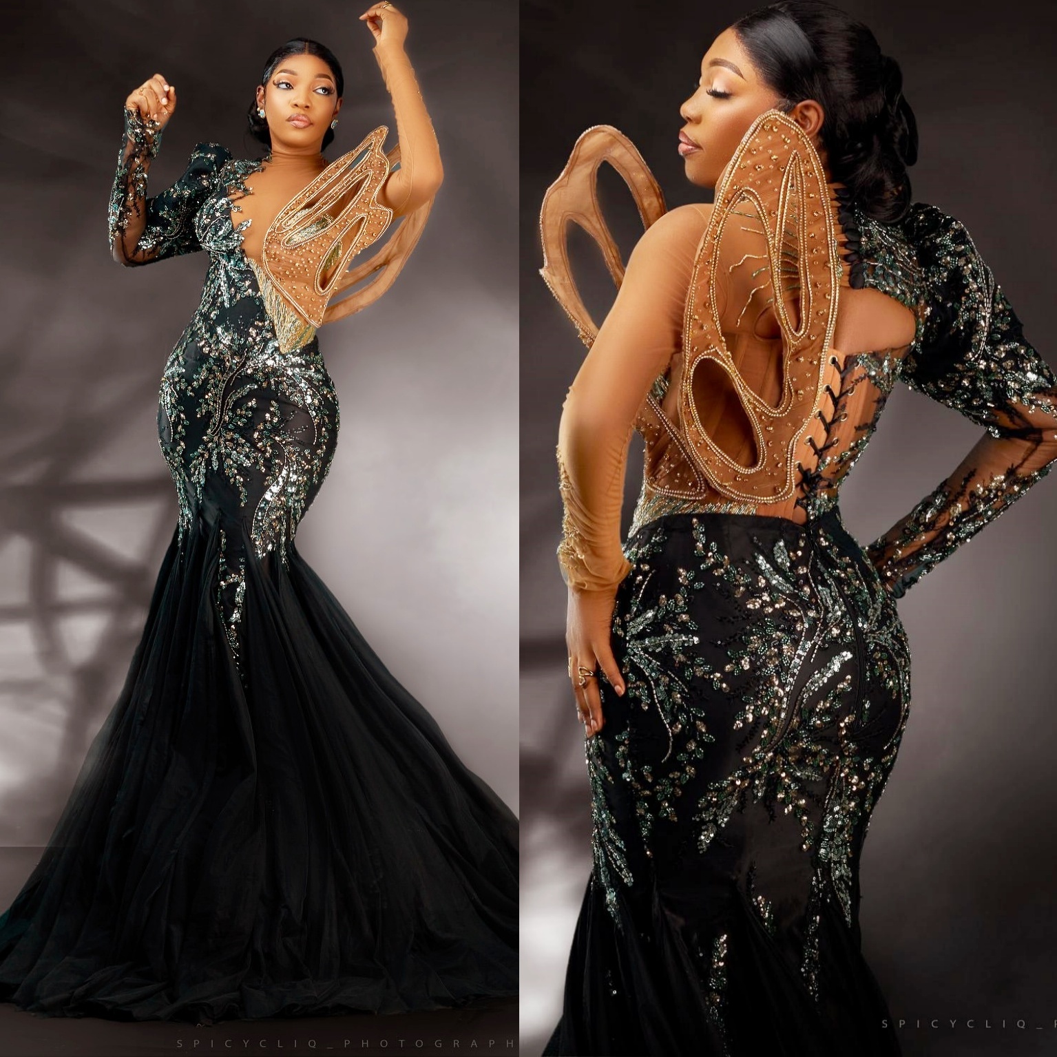 Aso Ebi Black Mermaid Prom Dresses 2026 Beaded Appliques Illusion Evening Formal Party Second Birthday Engagement Gowns Dress For Special Occasions