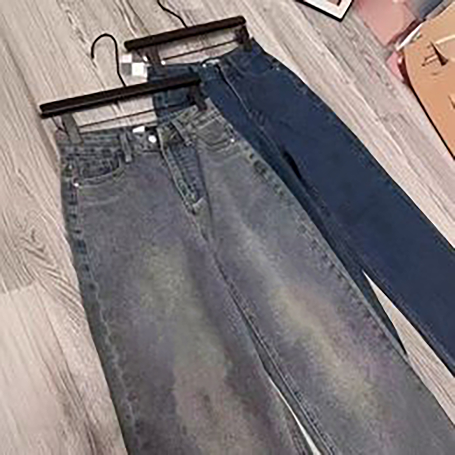 Men's Jeans Classic Logo Printed Black Straight Leg Early autumn new niche design fashion brand logo wide leg casual loose straight leg denim pants woman