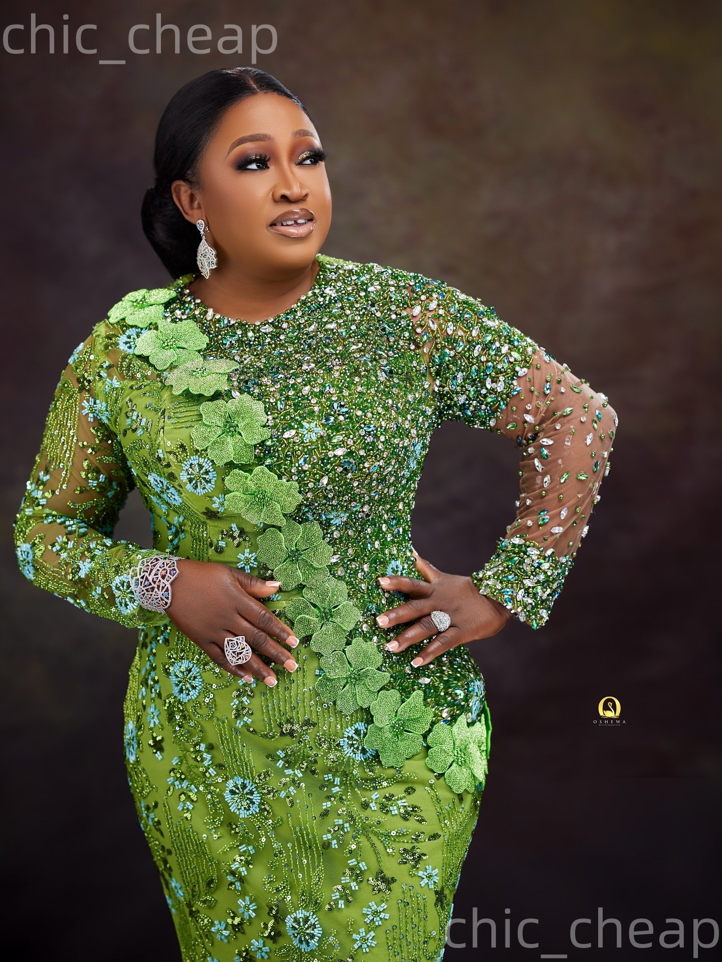 Aso Ebi Nigerian Green Mermaid Prom Dresses 2026 Flowers Crystals Floral Lace Evening Formal Party Second Birthday Engagement Gowns Dress For Special 