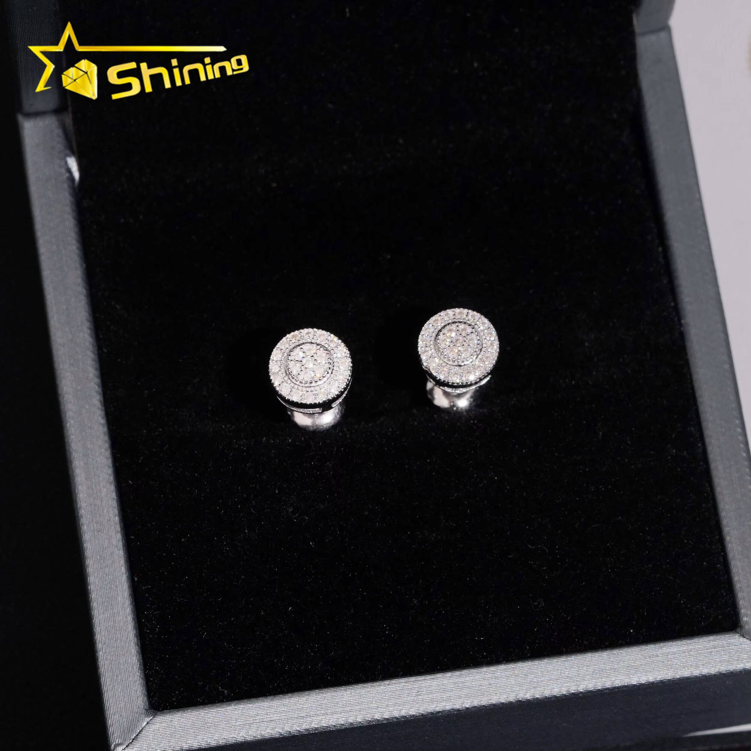 USA Warehouse Fast Delivery 925 Sterling Silver Moissanite Earrings Hip Hop Jewelry Men Women Moissanite Ear Studs Daily Wear