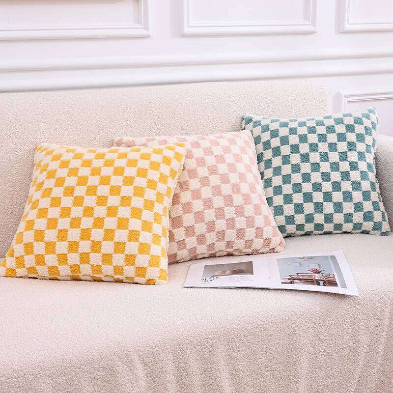 illow Cover Geometric Checkerboard Print Double Sided Cozy Pillowcase Soft Household Items for Bedroom Living Room Home Kitchen Laundry Decor Breathab