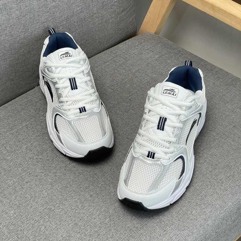 Temai Running Shoes 2026 New Unisex Retro Chunky Sneakers Breathable Mesh Upper White/Gray/Navy Sports Shoes 36-44