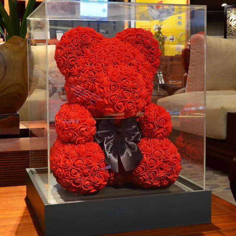 1pc Rose Artificial Foam Flowers Bear Romantic Creative Gifts for Valentines Day Anniversary Wedding Birthday with Box W260114