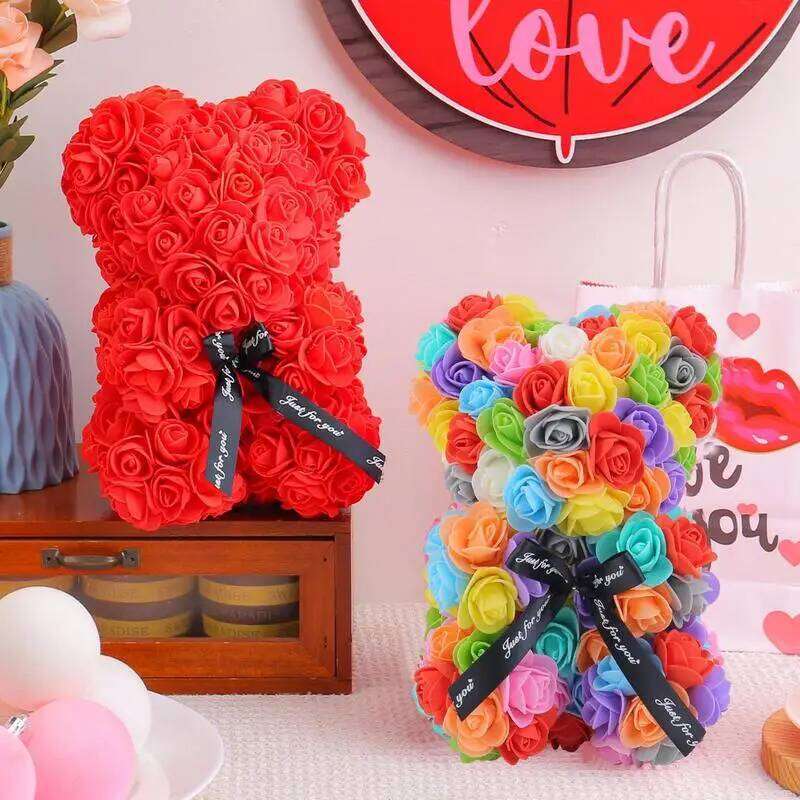 Artificial Flower Rose Bear For Girlfriend Valentines Day Wedding Birthday Christmas Gifts 2025 W260114