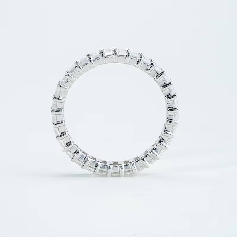 Moissanite Eternity Band S925 Sterling Silver 2x4mm Baguette Cut DEF VVS Moissanite Gemstone Wedding Rings for Women Ladies