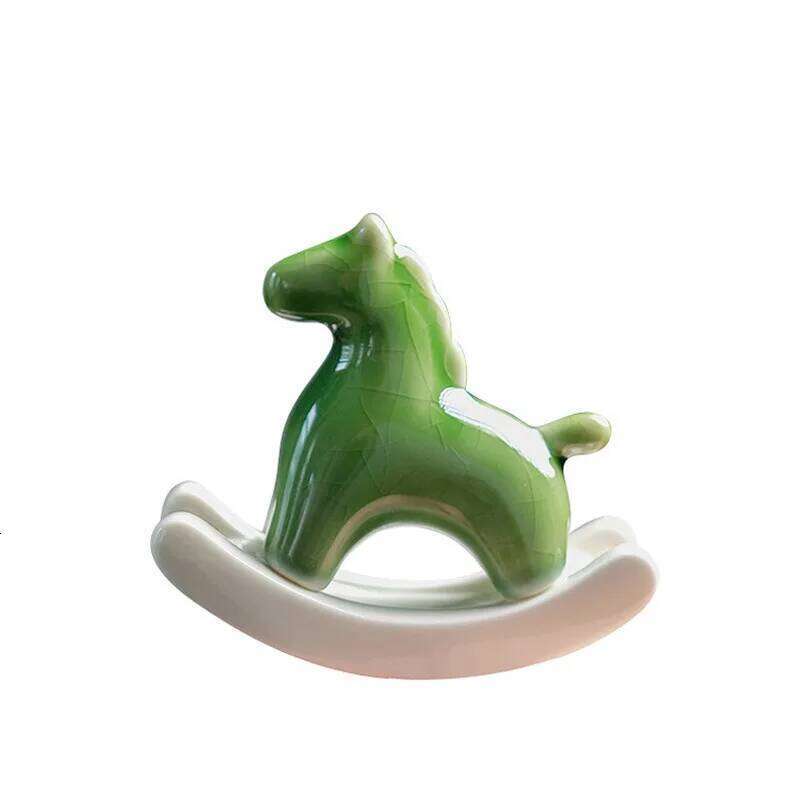 Simple and creative ceramic rocking horse ornament coffee table tea pet study desk bedroom TV cabinet & soft decoration