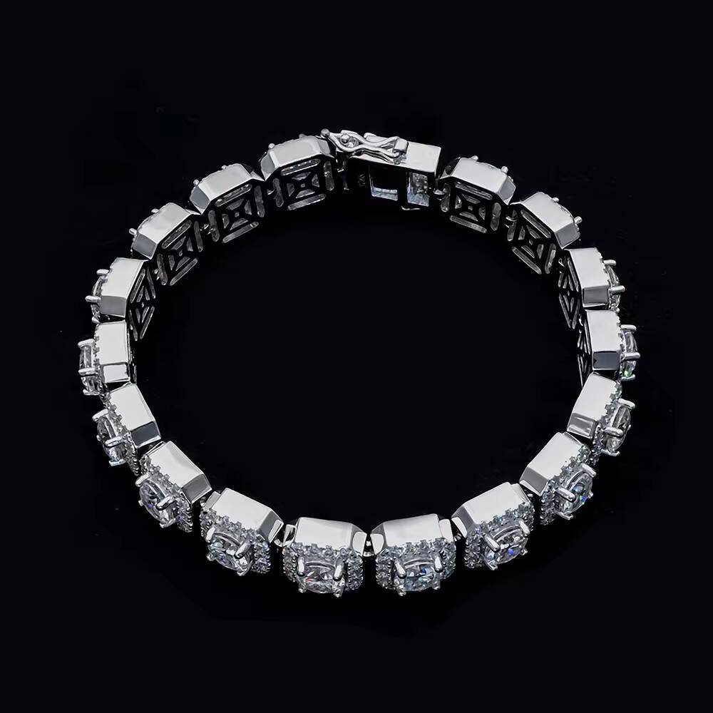 Hip Hop Professional Supplier New Launched RoundSquare Stone Mix Gold Platinum Handmade Inlaid Iced Out Fancy Bracelet