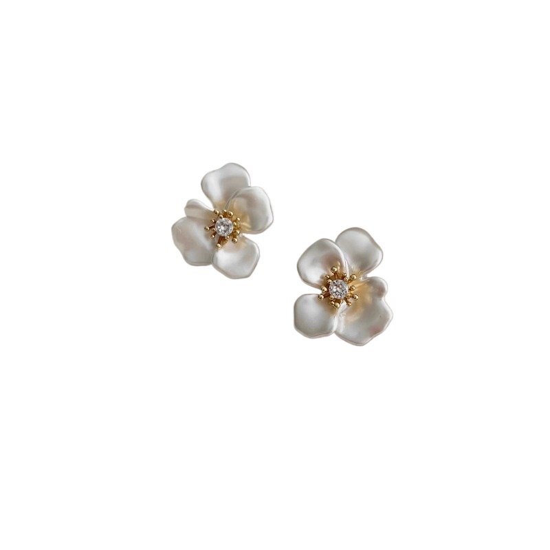 French Style Flower Stud Earrings for Women Luxury Dainty Unique Niche Jewelry Premium Trendy Festival Gift