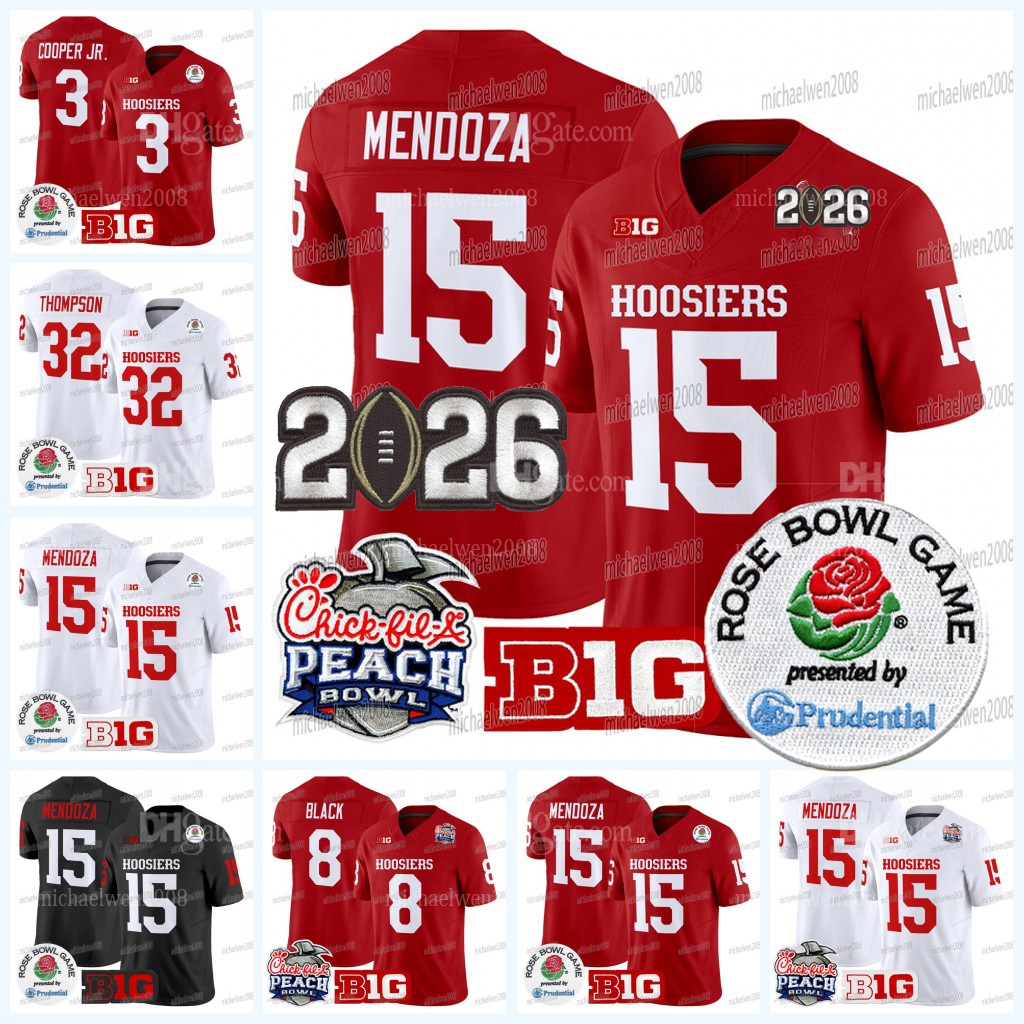 Youth Women Indiana Hoosiers 2026 Final Patch Peach Rose Bowl Football Jersey Fernando Mendoza Rust Born Kaelon Black Omar Cooper Jr. Roman Hemby Embroidered Classic