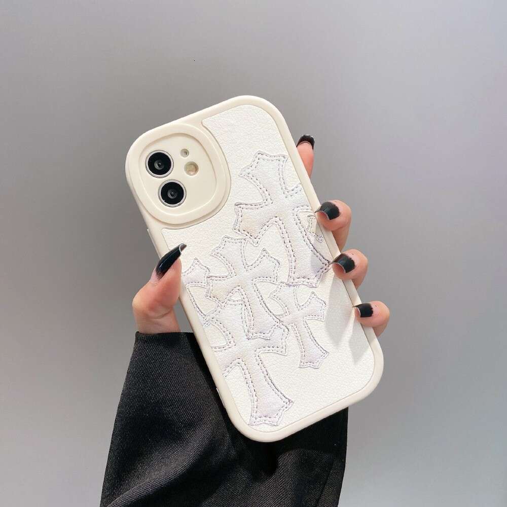 Trendy Cross Pattern iPhone Case, Leather Texture Protective Cover with Colorful Patchwork & Stitching Design, Compatible with iPhone 17 Pro Max/15/12