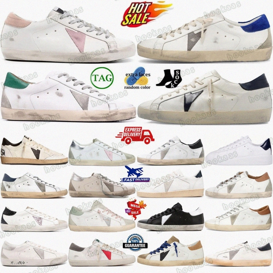 Golden shoes designer sneakers shoe Star White super Ice Grey Light Pink Womens Silver Gold Glitter Tan Suede Patch Leather Black Optic Platinum M54L#