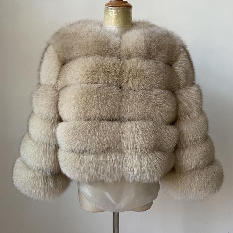 Designer Women's Fur Faux Fur KEJINYUAN Winter Woman Real Fur Coat Thr Quarter Slve Womens Coats Natural Jackets Warm