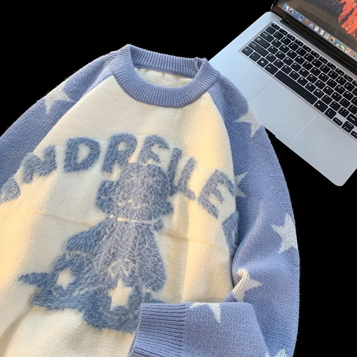 Round neck sweater knitted sweater mens trendy brand cool autumn and winter base shirt 2024 new mens temperament slim fit top