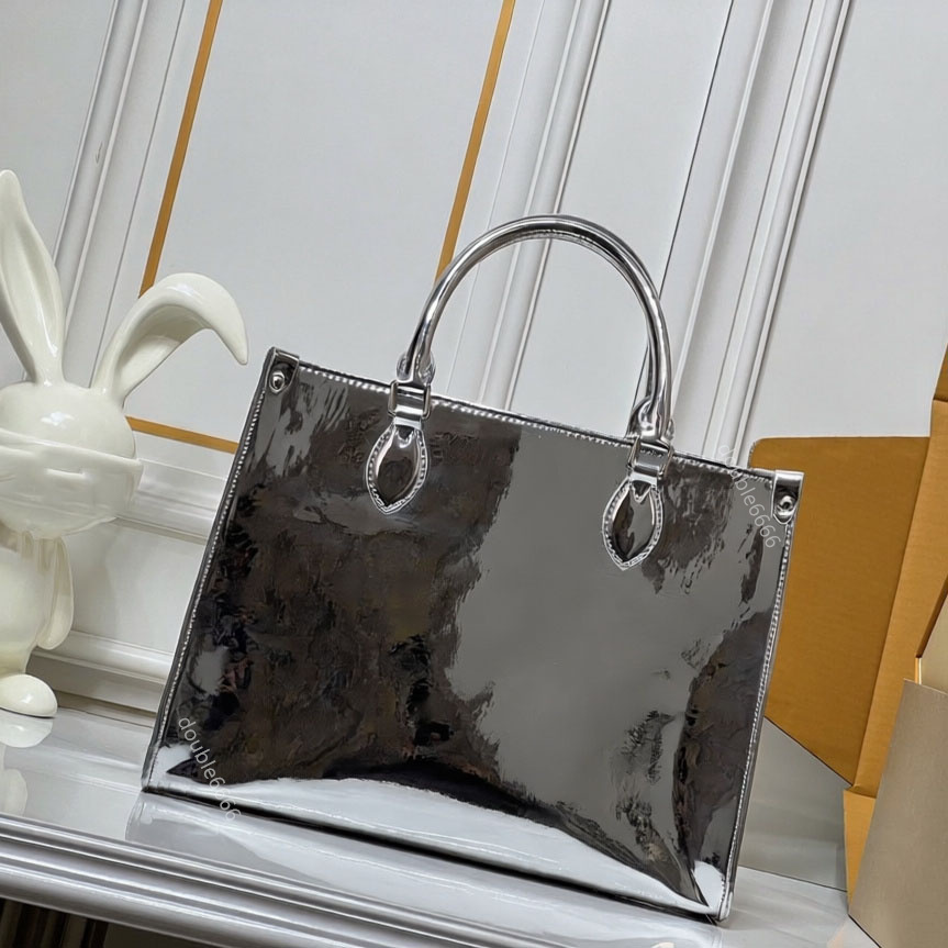Designer Large Capacity Women's Handbag Fashion Shopping Bag Glossy Messenger Bag silver Tote Bag Travel Bag Luggage Bag luxury hand bag laptop bag
