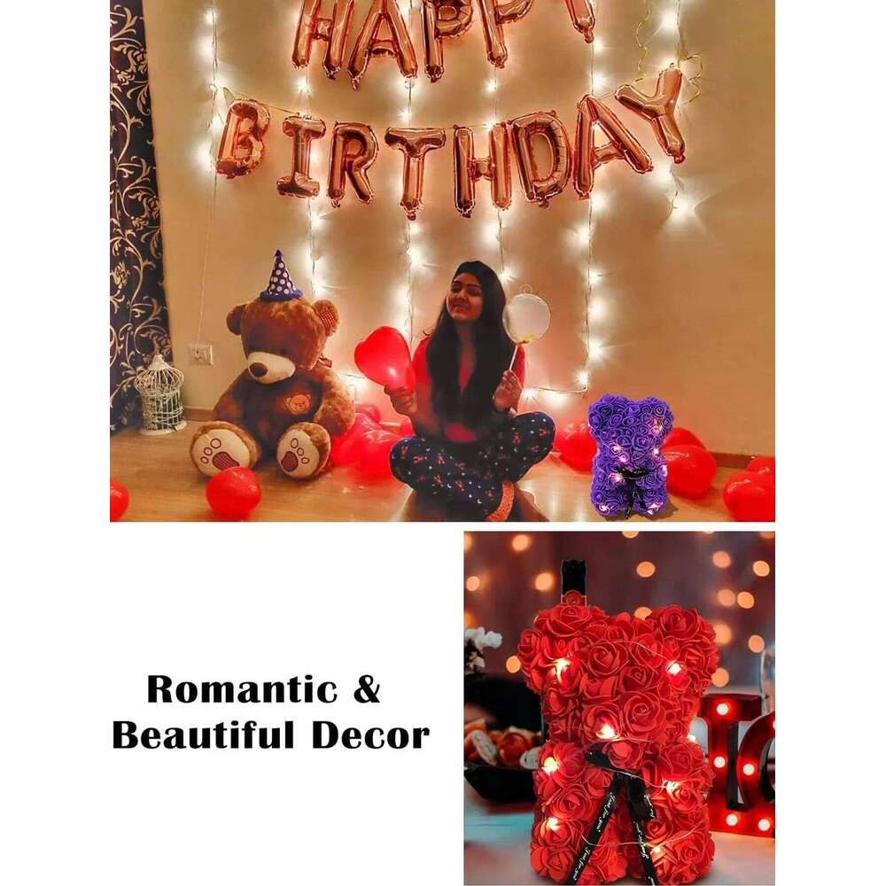 Girlfriend Women Rose Teddy Bear Artificial Flower Anniversary Valentines Birthday Gift Mothers Day Mom Gifts W260114