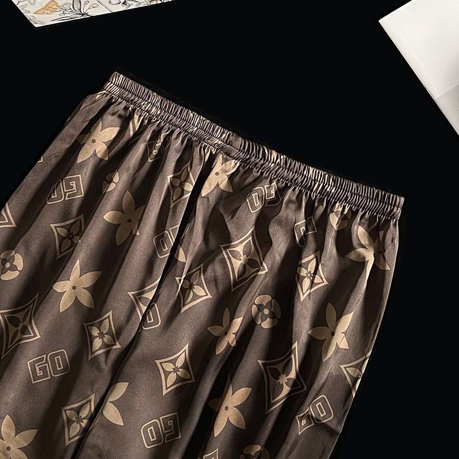 Elegant Luxury Couple Pajamas Spring Summer Ice Short Sleeve Thin Silk Homewear