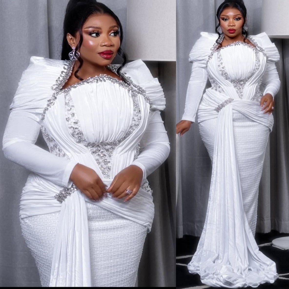 Aso Ebi White Sheath Prom Dresses 2026 Beaded Crystals Sequined Velvet Evening Formal Party Second Birthday Engagement Gowns Dress For Special Occasio