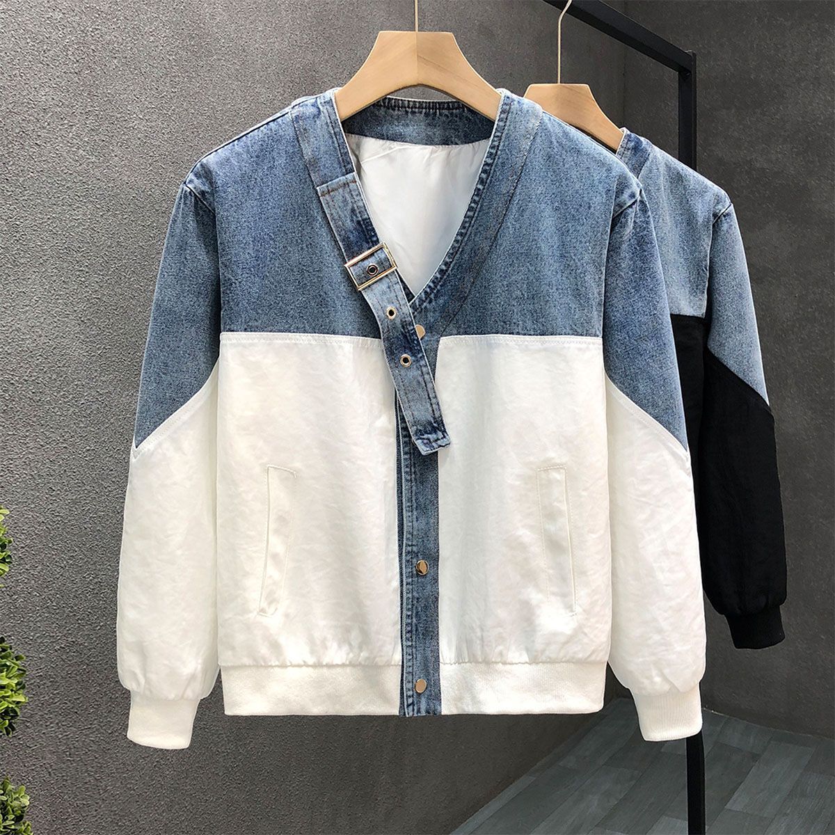 Designer Clothes Pishuai Color-Block Denim Youth Slim Fit Jacket 2025 Luxury Brand Autumn Winter New Men's Fashion Trendy Casual Versatile Coat