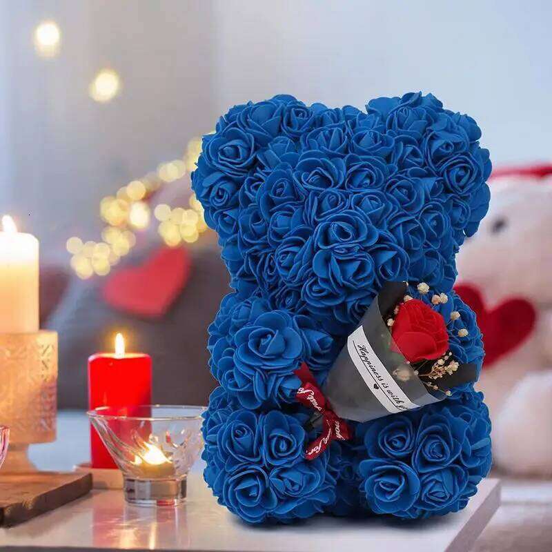 Rose With Clear Box Artificial Flower Bear For Girl Gift Valentine Birthday Decoration Bouquet colors and styles random W260114