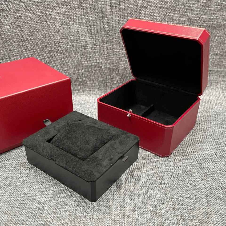 Fashion Women Man Red Travel Display Watch Box with Bag Book Black Velvet for Luxurious Gift No Packing Boxes 260113