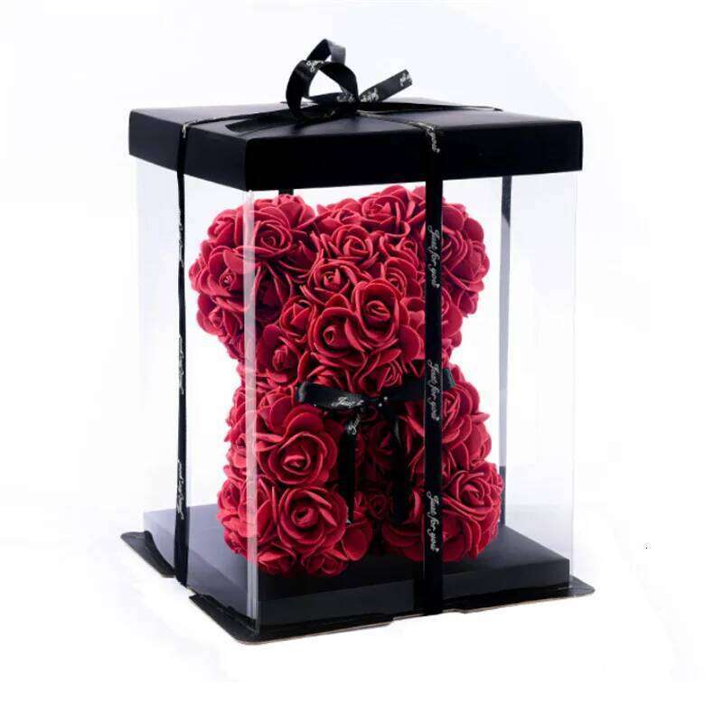 1pc 20cm Rose Artificial Foam Flowers Bear Romantic Creative Gifts For Valentines Day Anniversary Wedding Birthday with Box W260114