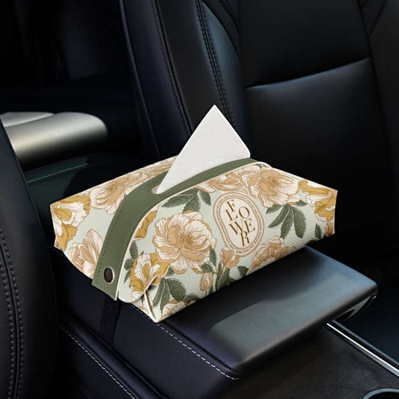 Neoclassical High-Value Floral Car Creative In-Car Portable Armrest Tissue Box