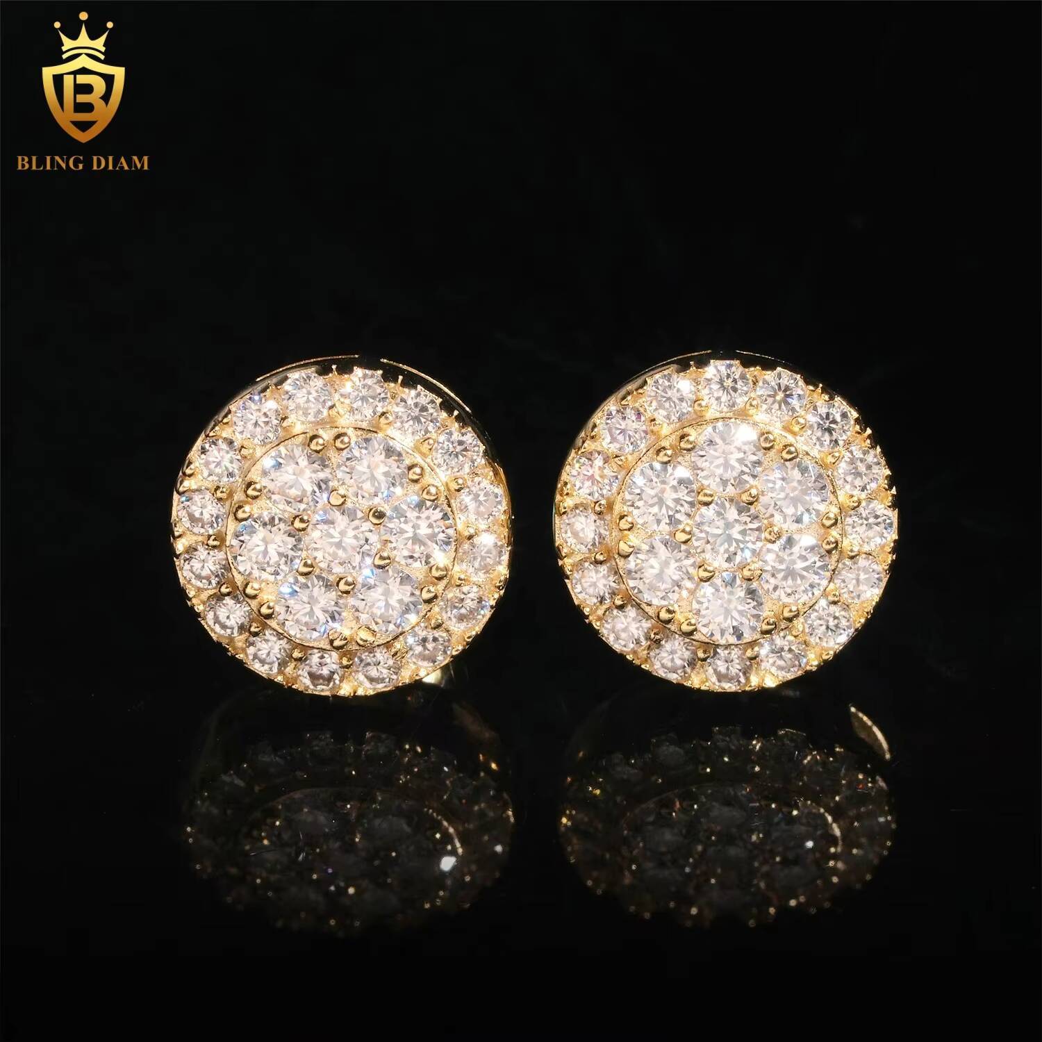 Pass Diamond Tester VVS Moissanite Iced Out Hip Hop 925 Sterling Silver Stud Earrings