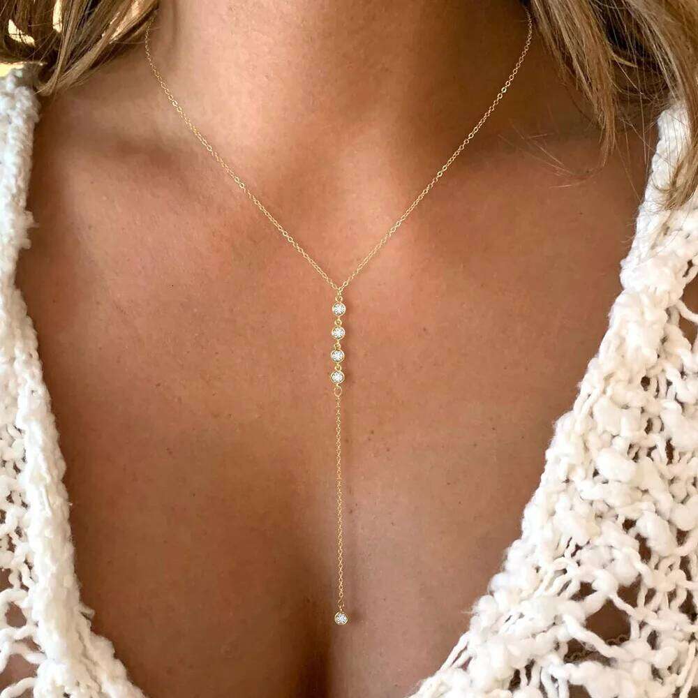 Valentine's Day 18k Gold Plated Y Lariat Necklace for Women, Laryerd Multilayer Long Chain Drop Necklace, Stainless Steel Aesthetics 26W0114