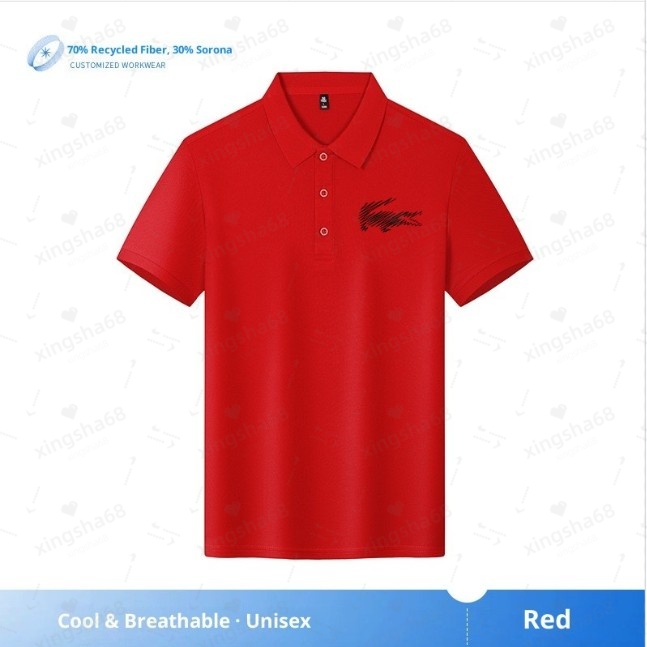 POLO Designers Men's Polos Tiger Woods Golf Sun Day Red Dense Polka Dot Mens Summer TShirt Top Quick Dry Club Button Polo Shirt