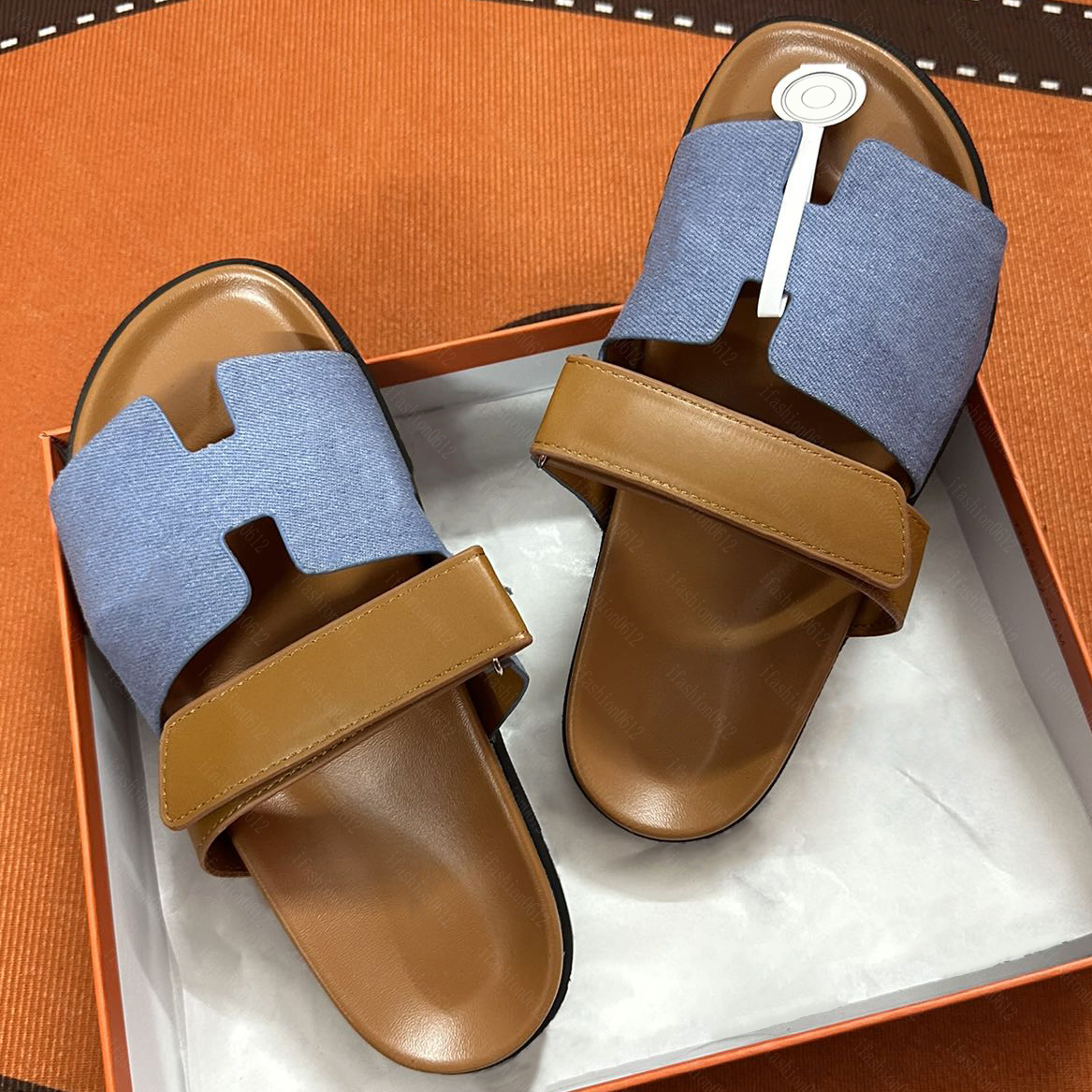 Classic Sandals Designer Leather Women Man Slides Sandal Summer Flat Shoes Fashion Beach Casual Slippers Letter Outdoor Indoor