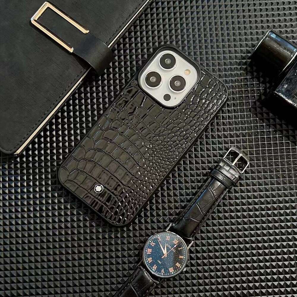 Glitter Crocodile Pattern iPhone Case, Luxury Black Leather Shockproof Cover for iPhone 17 Pro/16/15 Pro Max