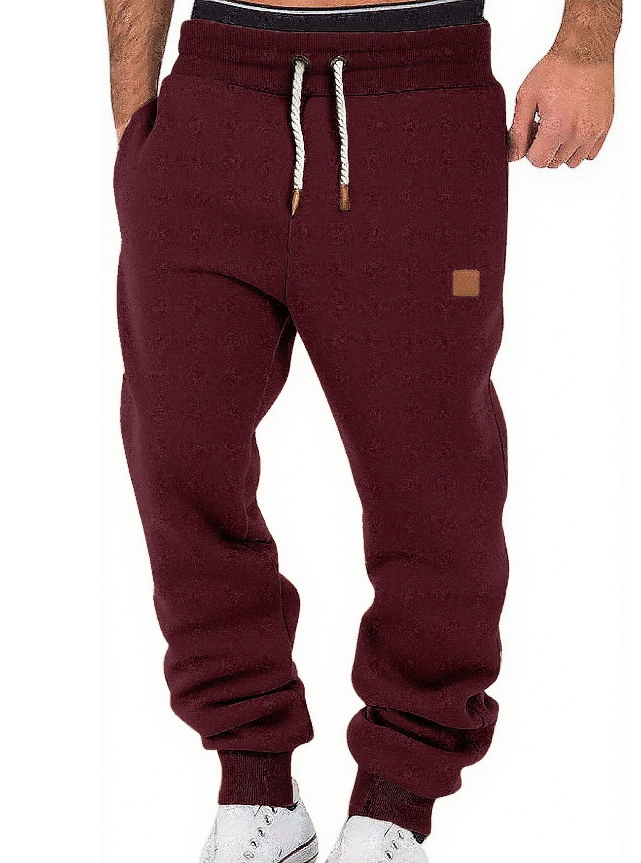 Men's Spring & Autumn Solid Color Trendy Casual Sports Sweatpants, European & American Style Loose-Fit Tapered-Leg Baggy Pants