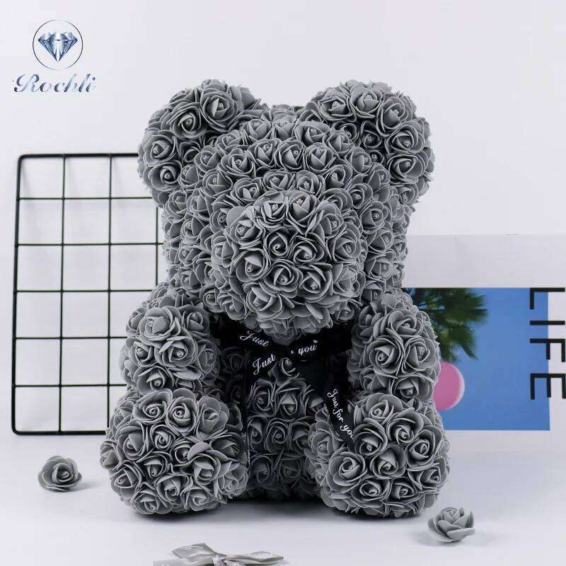 25cm Rose Bear Artificial Flowers Girlfriend Anniversary Christmas Valentine's Day Gift Birthday Present For Wedding Party W260114