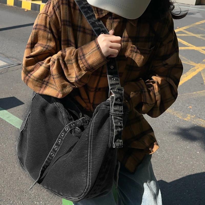 Totes Denim Trendy Crossbody Bag Large Capacity Hobo With Adjustable Strap Fashion Handbag Casual Shoulder Purse For Women