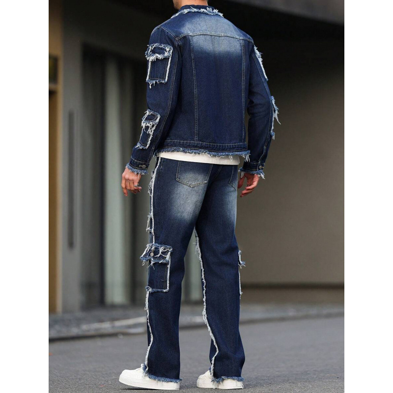 U 548 C4150 Autumn New Mens Casual Washed Vintage Denim Jacket Pants 250902