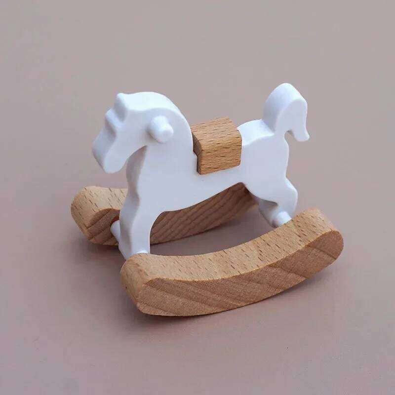 Rocking Dollhouse Ornaments Mini Wooden Horse Model Fairy Garden & Doll Decorative Accessories