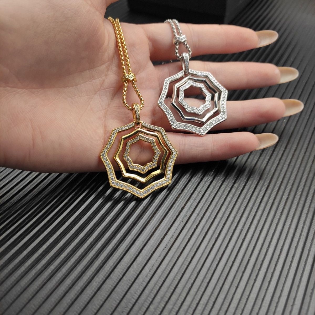 Davidlys Necklace Jewelry Designer David Yourman Yurmab Cable Necklace For Woman Man DY Jewelry New Seiko Sawtooth Necklace Length 45 Thick 3mm Earrings 2785mm